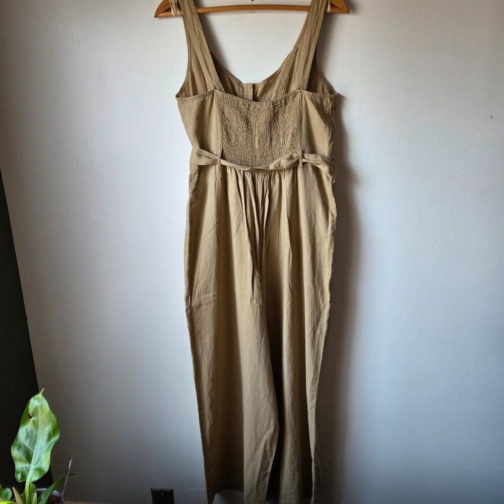 NWT AMERICAN EAGLE TAN LINEN BLEND BUTTONED JUMPSUIT SIZE M - Picture 5 of 16